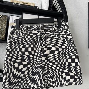 RSQ Black and White Optical Illusion Mini Skirt